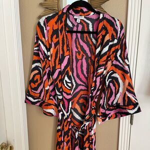 Diane Von Furstenberg Animal Print Colorful Women’s Robe XS